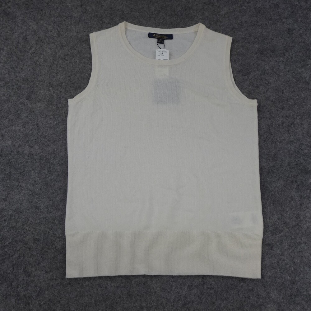 Brooks Brothers Top Womens Medium Sleeveless Pullover Ivory Italian Cashmere